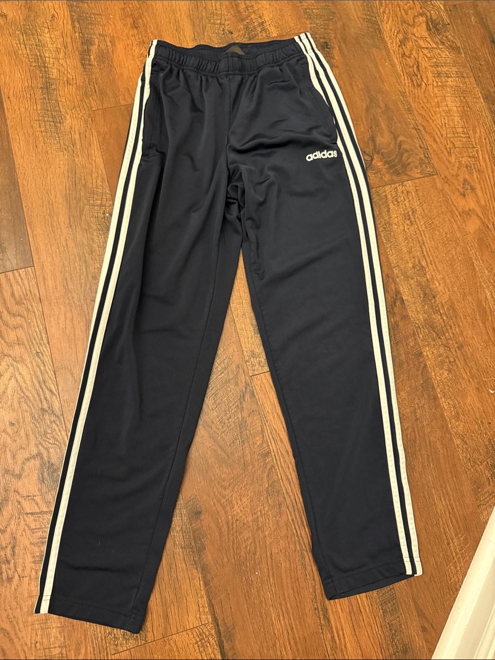 adidas Navy Joggers with White Three-Stripes